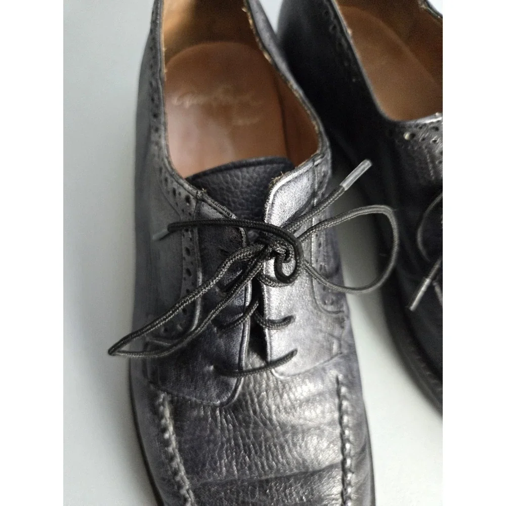 Alan Payne‎ Wimbley Deerskin Split Toe Dress Shoes Oxfords Men's Size 8.5 Black